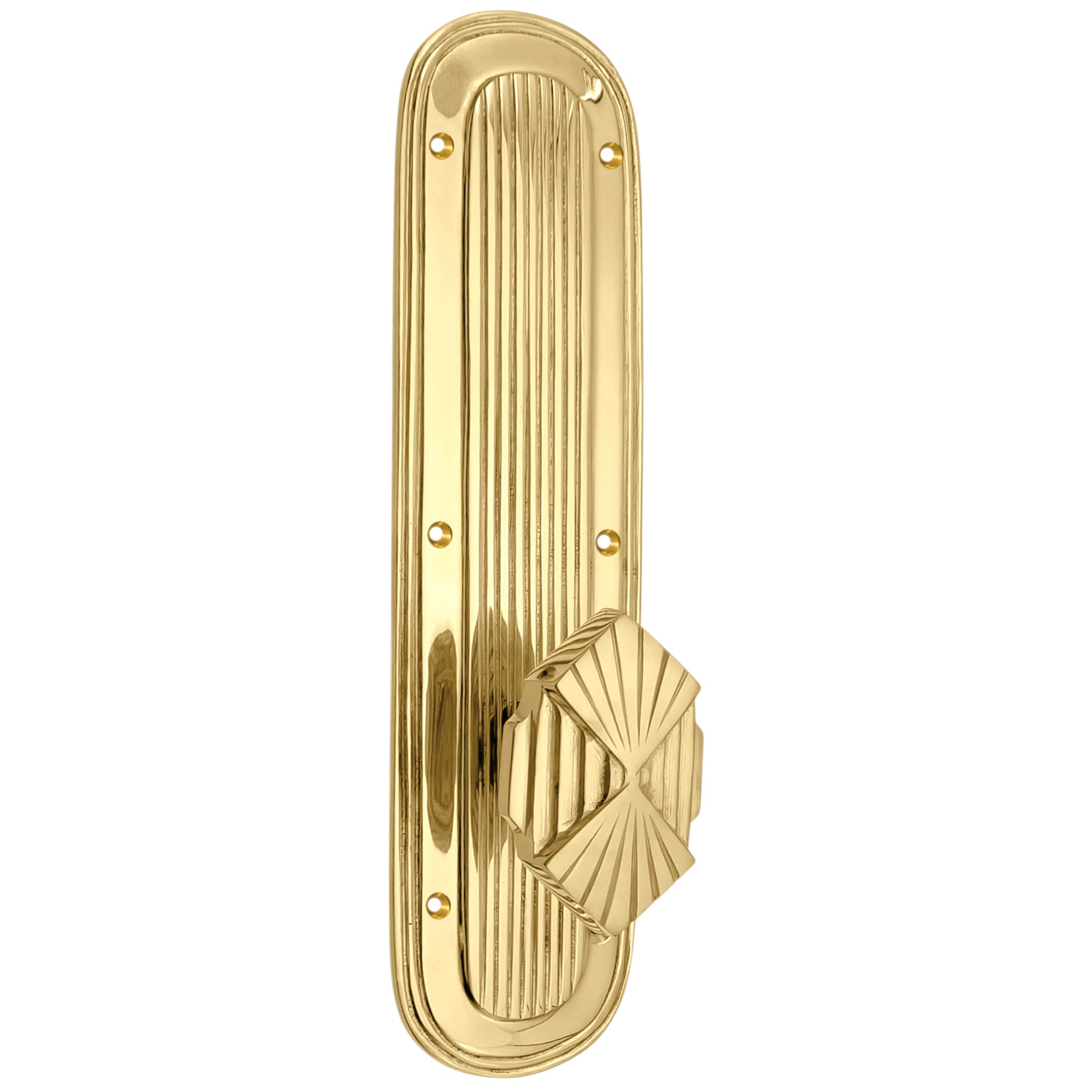 Art Deco Lined Backplate Door Set with Art Deco Fanfare Door Knobs