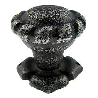 ##Antique Hardware## 1 3/8 Inch Wrought Iron Roped Cabinet & Furniture Knob With Back Plate