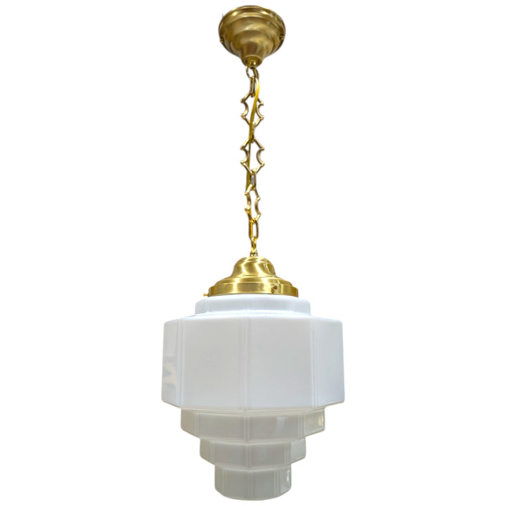 Stepped Art Deco Glass Fancy Chain Light (Several Finishes Available)