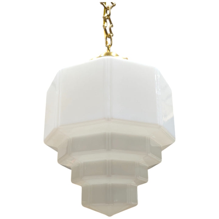 Stepped Art Deco Glass Fancy Chain Light (Several Finishes Available)