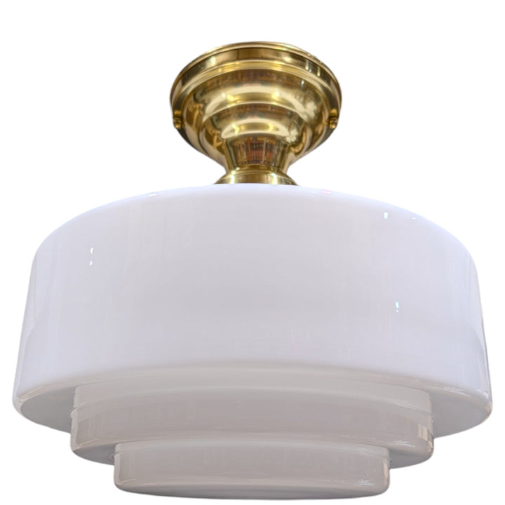 Mid Century Modern Glass Semi-Flush Fancy Light (Several Finishes Available)