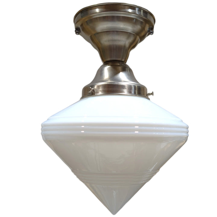 ##Antique Hardware## Small Art Deco Glass Semi-Flush Fancy Light (Several Finishes Available)