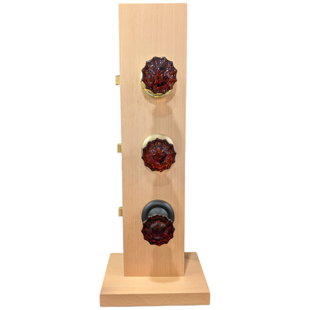 Magnifique Doorknob Display Glass Amber Fluted