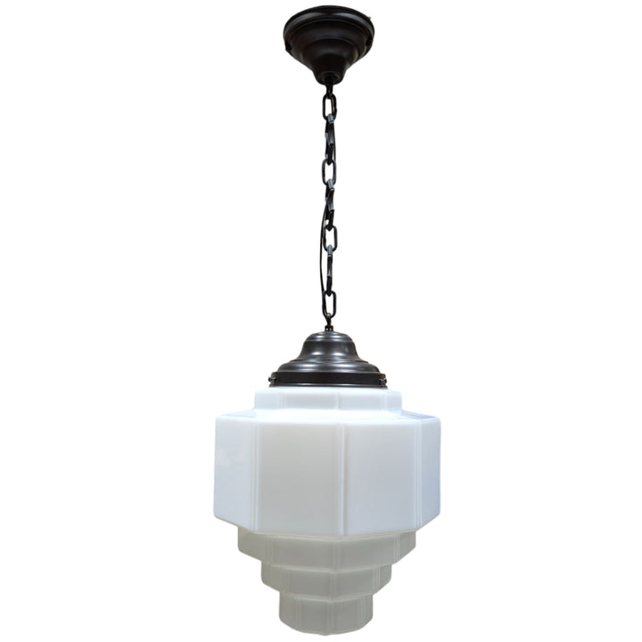 Stepped Art Deco Glass Fancy Chain Light (Several Finishes Available)
