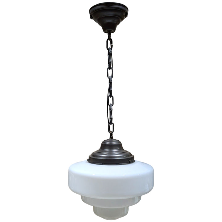Tiered Schoolhouse Glass Fancy Chain Light (Several Finishes Available)
