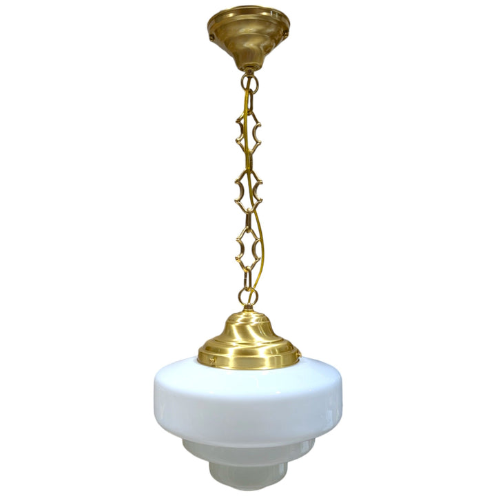 Tiered Schoolhouse Glass Fancy Chain Light (Several Finishes Available)
