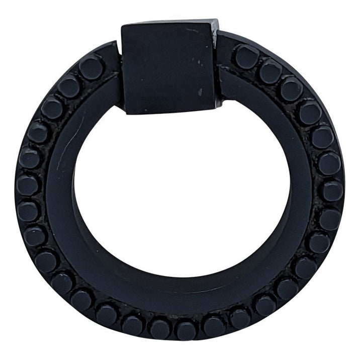 ##Antique Hardware## Open Box Sale Item 2 Inch Solid Brass Beaded Drawer Ring Pull (Black Bronze Finish)