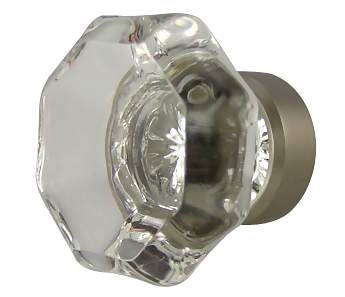 ##Antique Hardware## 1 3/8 Inch Crystal Clear Octagon Old Town Cabinet and Furniture Knob