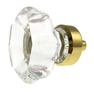 ##Antique Hardware## 1 3/8 Inch Crystal Clear Octagon Old Town Cabinet and Furniture Knob