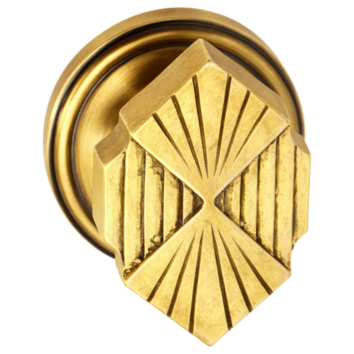 Traditional Rosette Door Set with Art Deco Fanfare Door Knobs (Several Finishes Available)