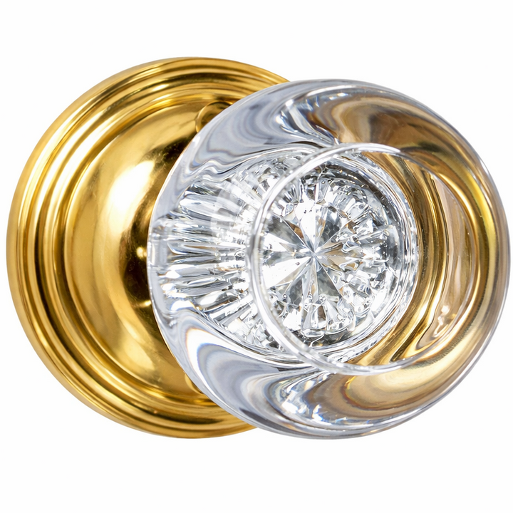 Traditional Rosette Door Set with Beveled Round Crystal Knob (Several Finishes Available)