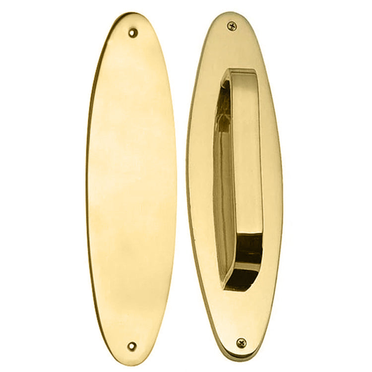 ##Antique Hardware## 11 Inch Solid Brass Oval Push and Pull Plate Set Polished Brass Finish