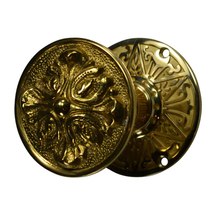 ##Antique Hardware## Eastlake Rosette Door Set with Romanesque Door Knobs (Several Finishes Available)