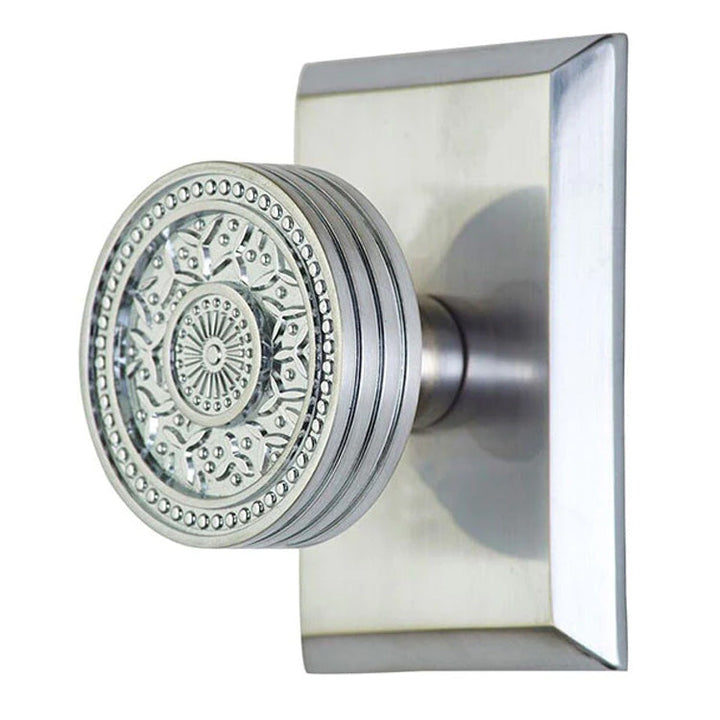 ##Antique Hardware## Sunburst Rice Pattern Door Knob With Rectangular Rosette