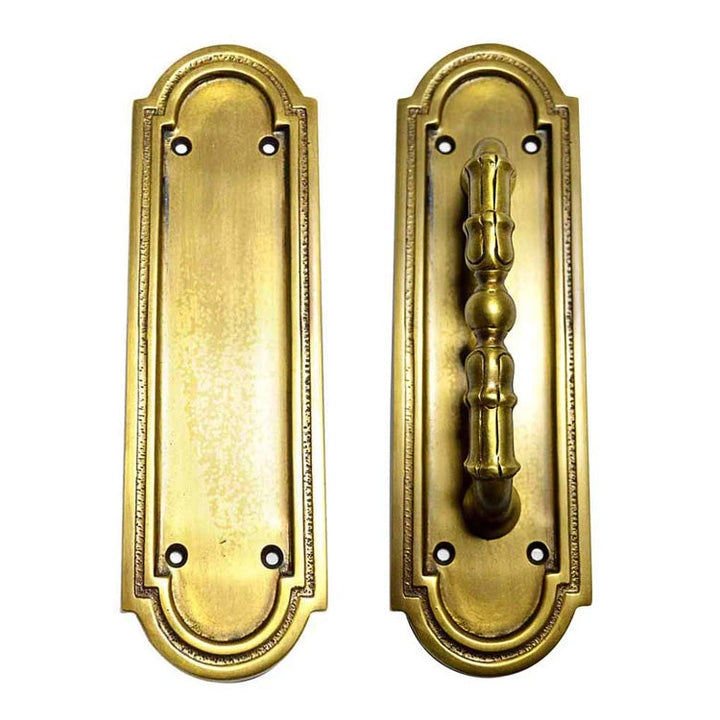 ##Antique Hardware## 8 3/8 Inch Solid Brass Arched Style Push And Pull Plate (Several Finishes Available)