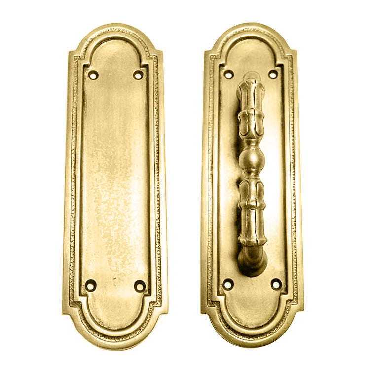 ##Antique Hardware## 8 3/8 Inch Solid Brass Arched Style Push And Pull Plate (Several Finishes Available)