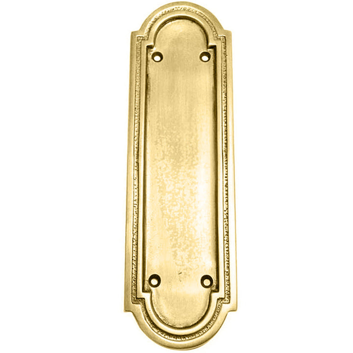 ##Antique Hardware## 8 3/8 Inch Solid Brass Rounded Georgian Pattern Push Plate