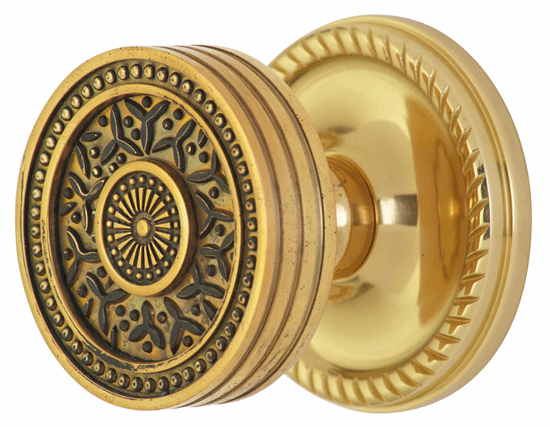 ##Antique Hardware## Georgian Roped Rosette Door Set with Rice Pattern Door Knobs (Several Finishes Available)