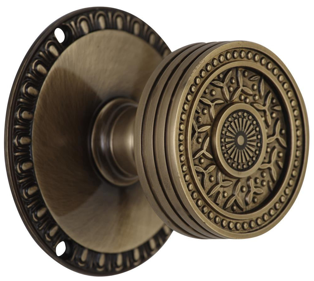 ##Antique Hardware## Egg & Dart Rosette Door Set with Rice Pattern Door Knobs (Several Finishes Available)