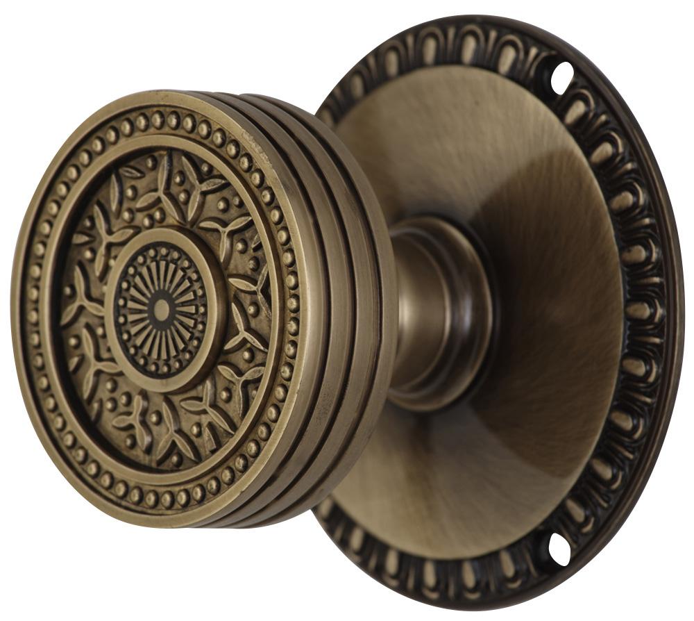 ##Antique Hardware## Egg & Dart Rosette Door Set with Rice Pattern Door Knobs (Several Finishes Available)