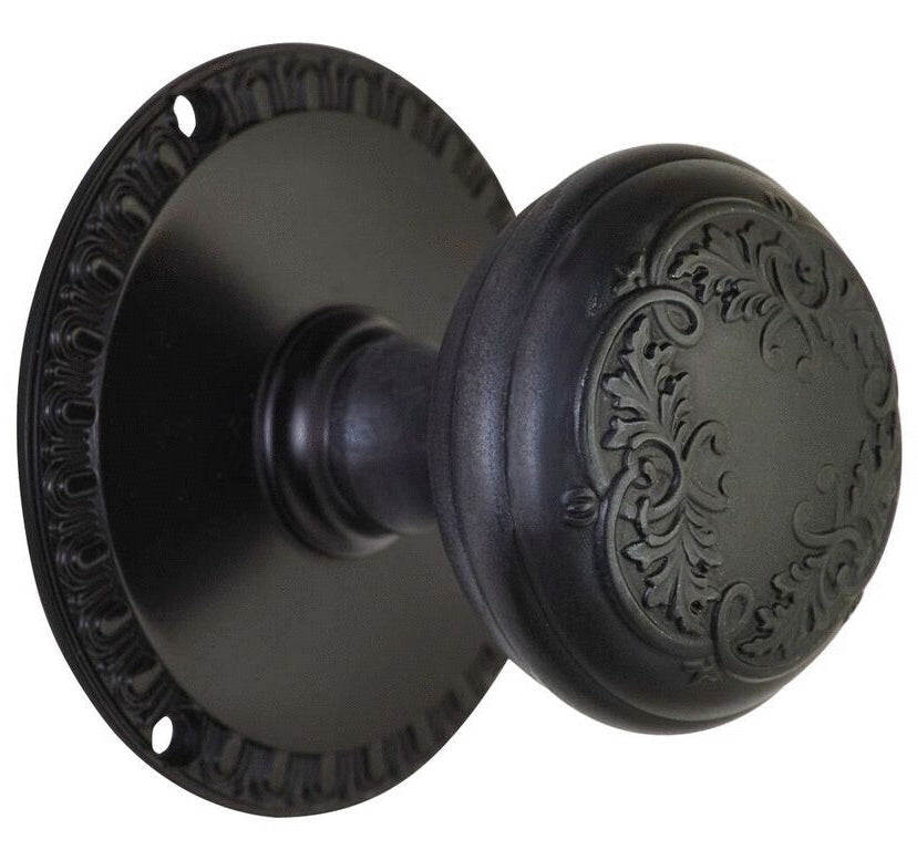 Egg & Dart Rosette Door Set with Floral Leaf Door Knobs (Several Finishes Available)
