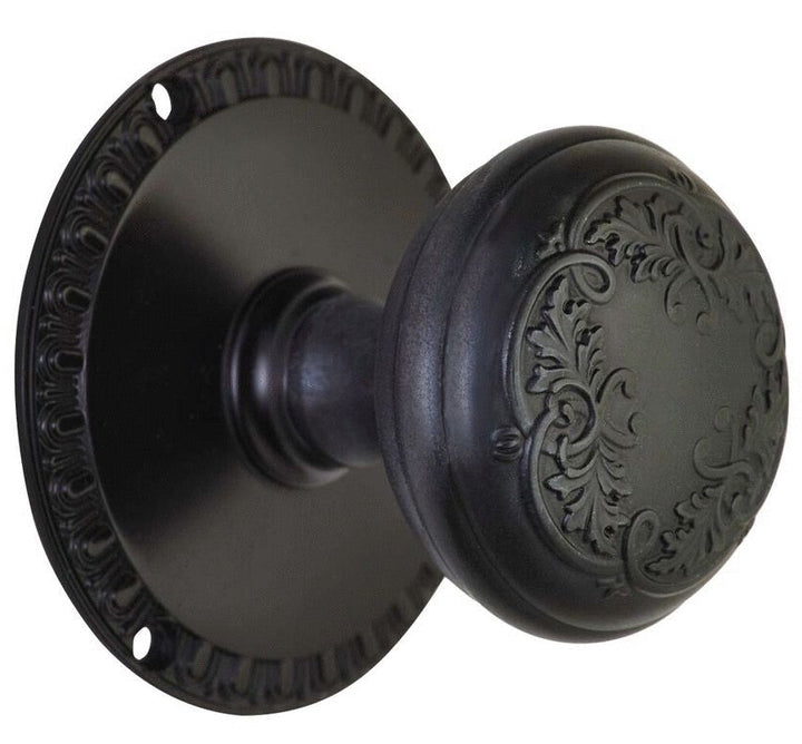 Egg & Dart Rosette Door Set with Floral Leaf Door Knobs (Several Finishes Available)