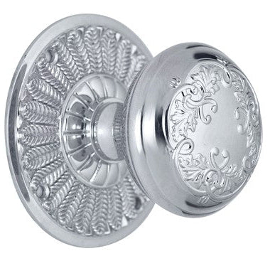 Feather Rosette Door Set with Floral Leaf Door Knobs (Several Finishes Available)