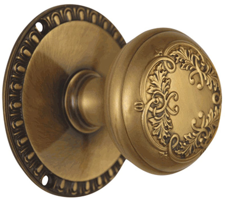 Egg & Dart Rosette Door Set with Floral Leaf Door Knobs (Several Finishes Available)