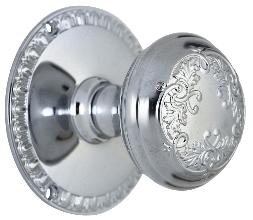 Egg & Dart Rosette Door Set with Floral Leaf Door Knobs (Several Finishes Available)