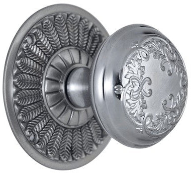 Feather Rosette Door Set with Floral Leaf Door Knobs (Several Finishes Available)