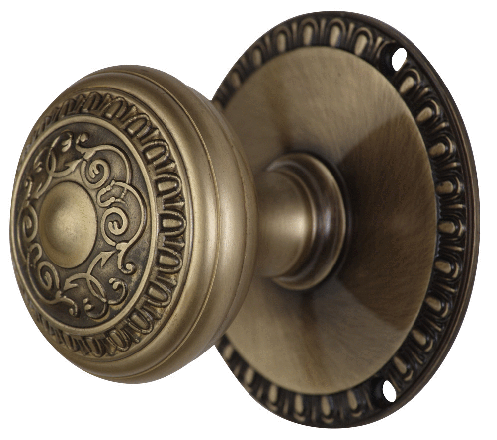 ##Antique Hardware## Egg & Dart Rosette Door Set with Egg & Dart Door Knobs (Several Finishes Available)