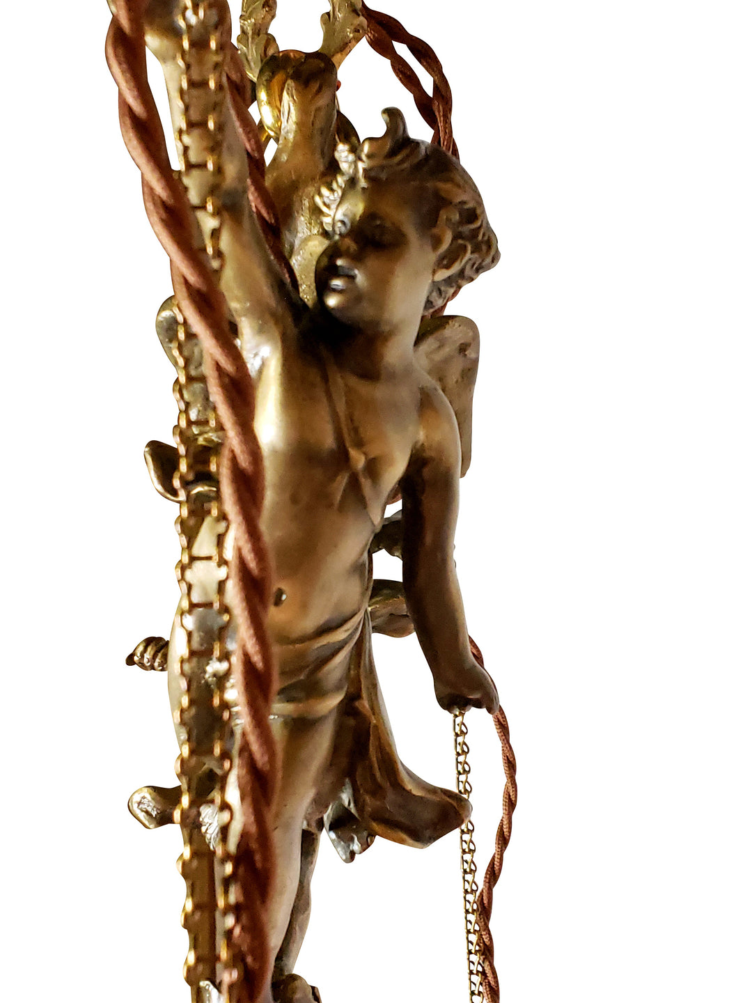 ##Antique Hardware## 22 Inch Handmade Antique Cherub Two-Light Chandelier With Brass Chain