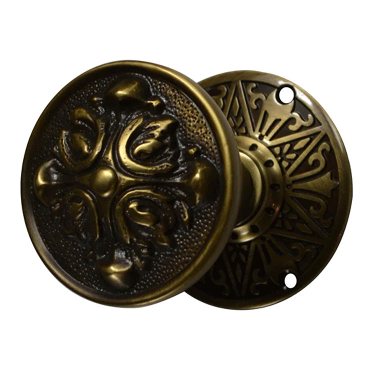 ##Antique Hardware## Eastlake Rosette Door Set with Romanesque Door Knobs (Several Finishes Available)