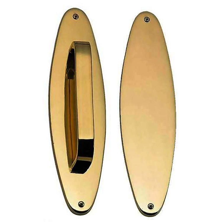 ##Antique Hardware## 11 Inch Solid Brass Oval Push and Pull Plate Set Polished Brass Finish