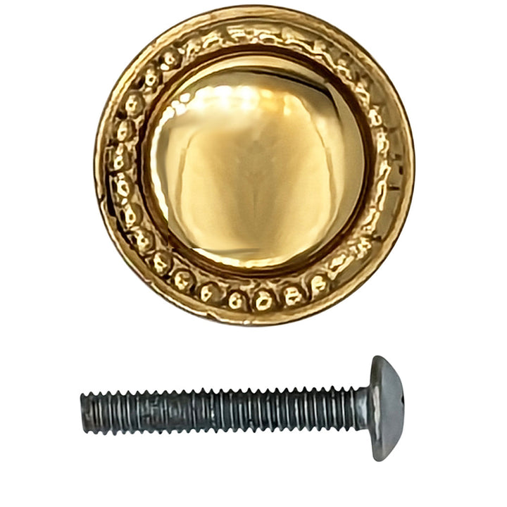 ##Antique Hardware## 1 Inch Solid Brass Beaded Round Cabinet & Furniture Knob