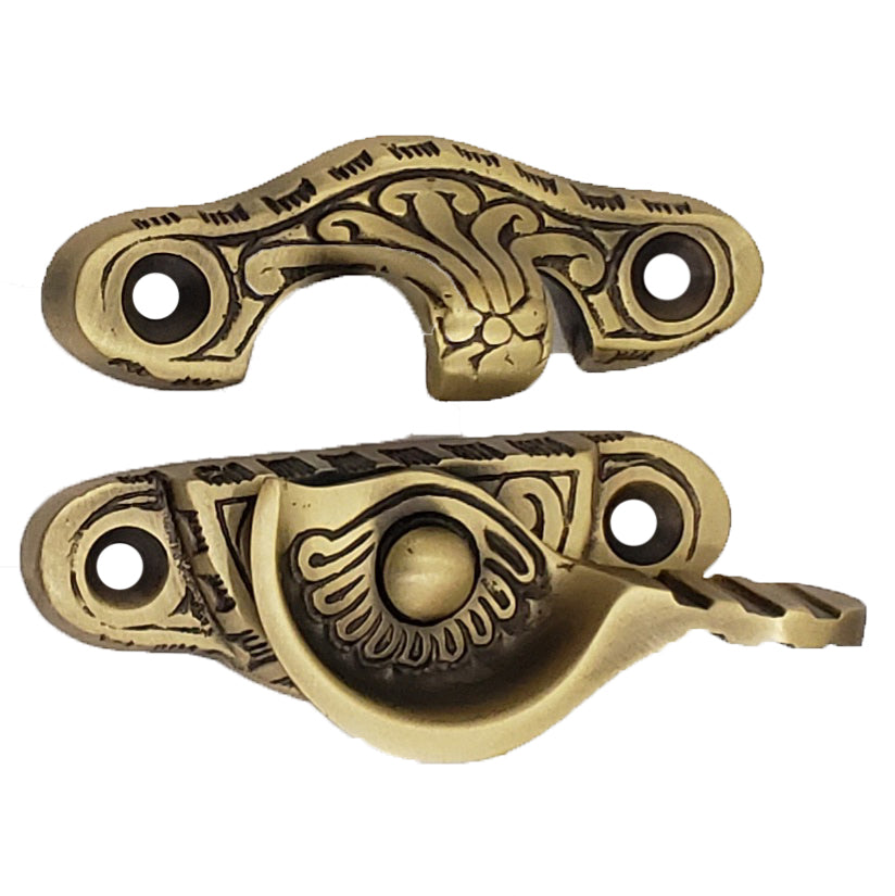 ##Antique Hardware## Floral Victorian Solid Brass Sash Window Lock (Several Finishes Available)