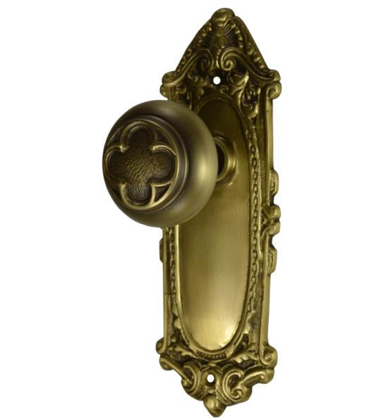 ##Antique Hardware## Ornate Victorian Long Backplate Door Set with Clover Door Knobs (Several Finishes Available)