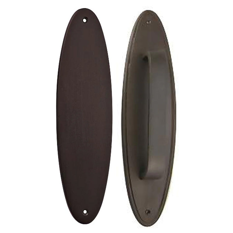 ##Antique Hardware## 11 Inch Solid Brass Oval Push and Pull Plate Set Polished Brass Finish