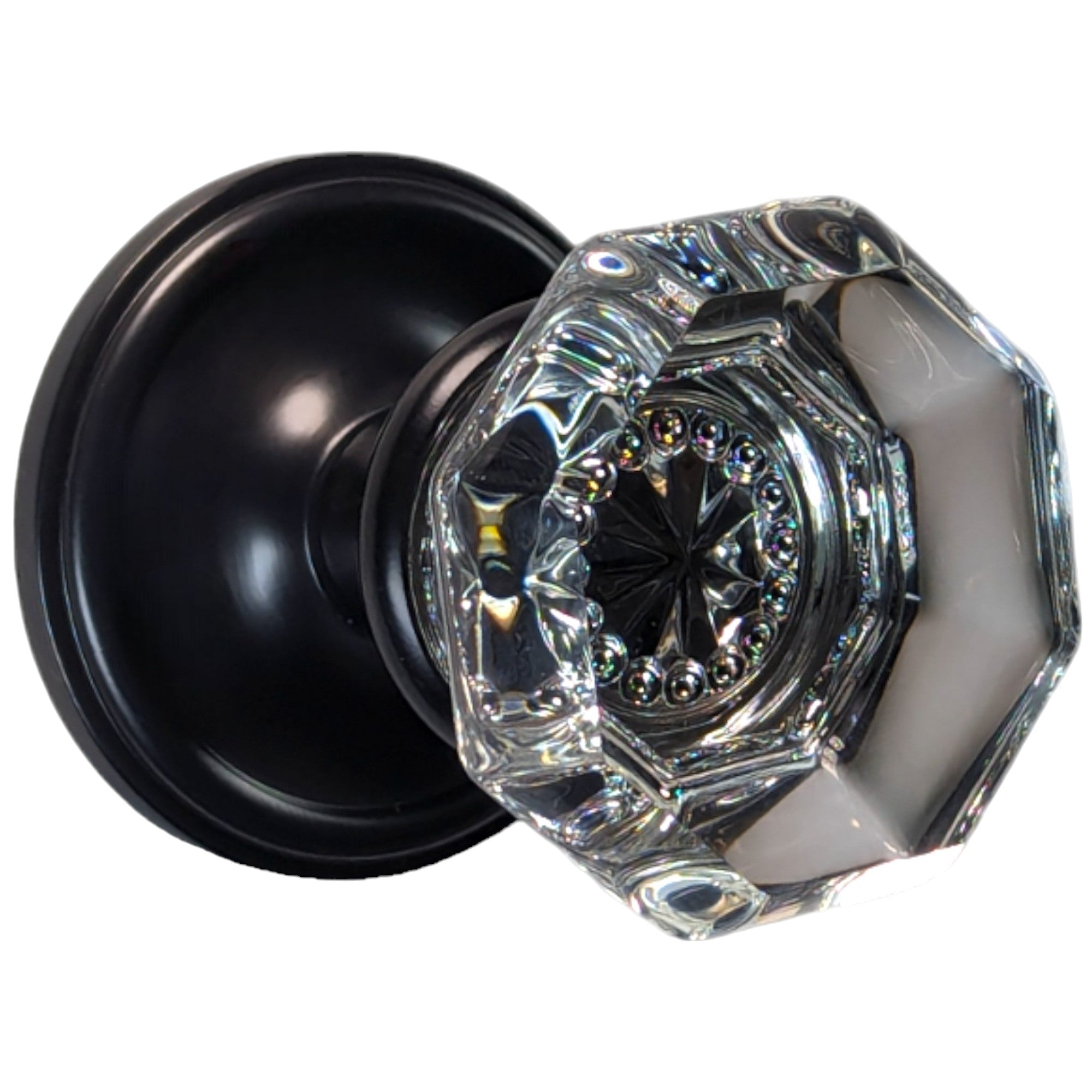 Providence Octagon Glass Door Knob with Victorian Plate (Several