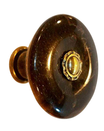 ##Antique Hardware## 1 Inch Tiger Eye Stone Cabinet or Furniture Knob (Antique Brass Finish)