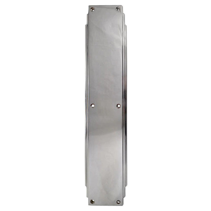 ##Antique Hardware## Open Box Sale Item 14 Inch Solid Brass Art Deco Skyscraper Push Plate (Polished Chrome Finish)