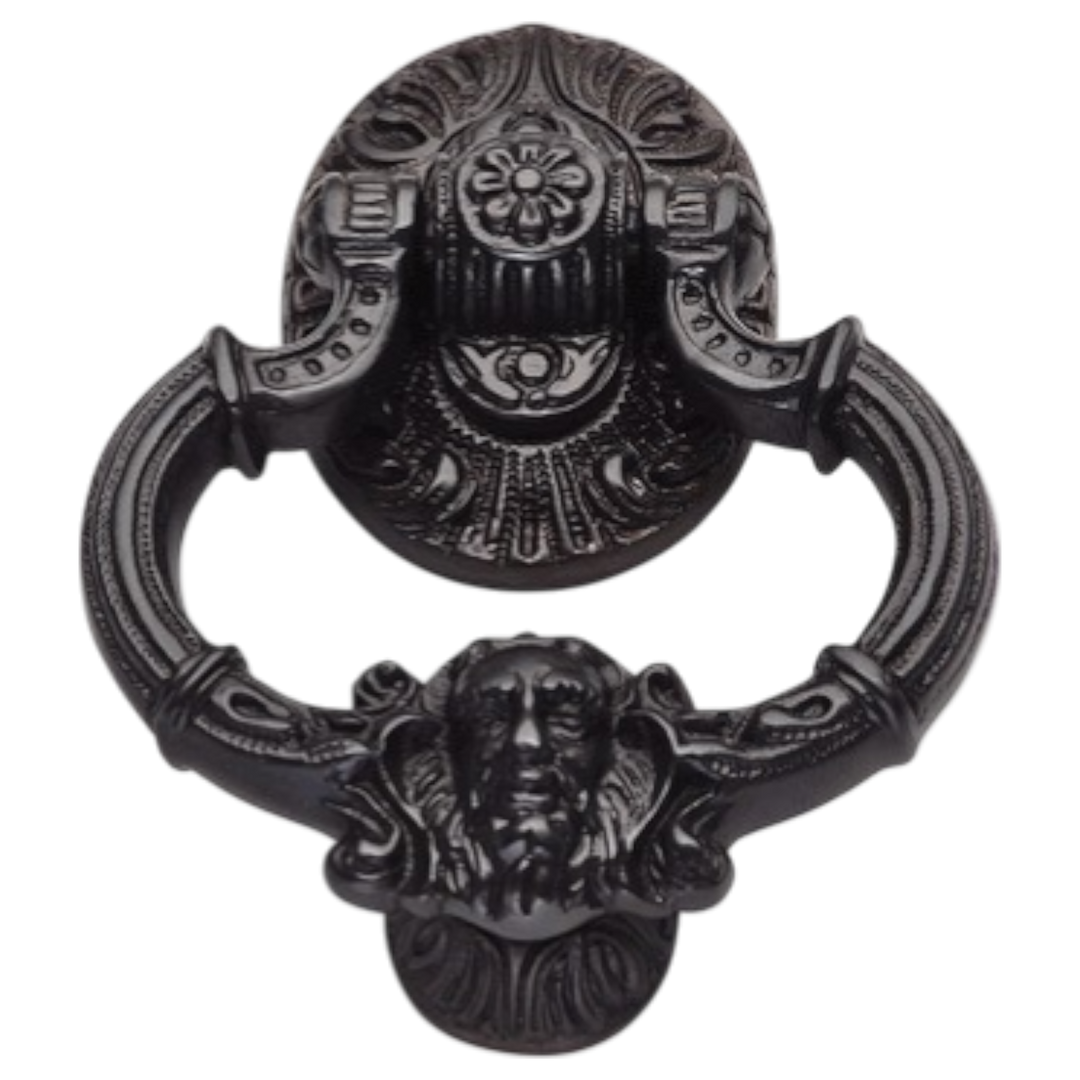 7 Inch (3 3/8 Inch c-c) Neptune Door Knocker in Solid Brass (Several Finishes Available)