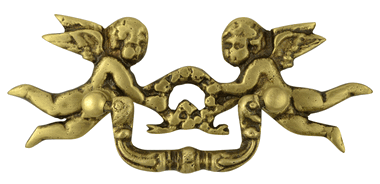 ##Antique Hardware## 5 1/3 Inch Solid Brass Cherub Bail Pull (Antique Brass Finish)