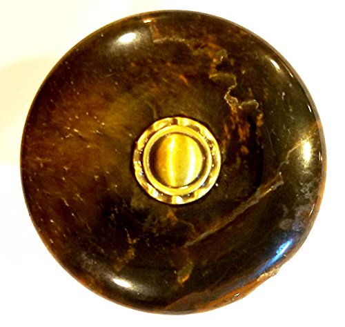 ##Antique Hardware## 1 Inch Tiger Eye Stone Cabinet or Furniture Knob (Antique Brass Finish)