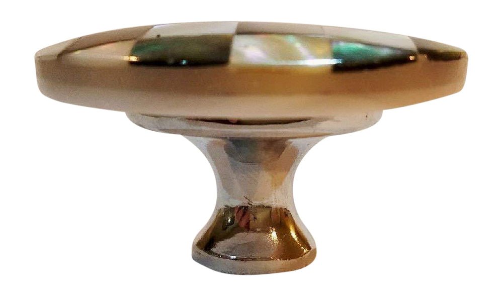 ##Antique Hardware## 2 Inch Authentic Mother of Pearl & Abalone Oversized Cabinet & Furniture Knob (Polished Chrome Finish)