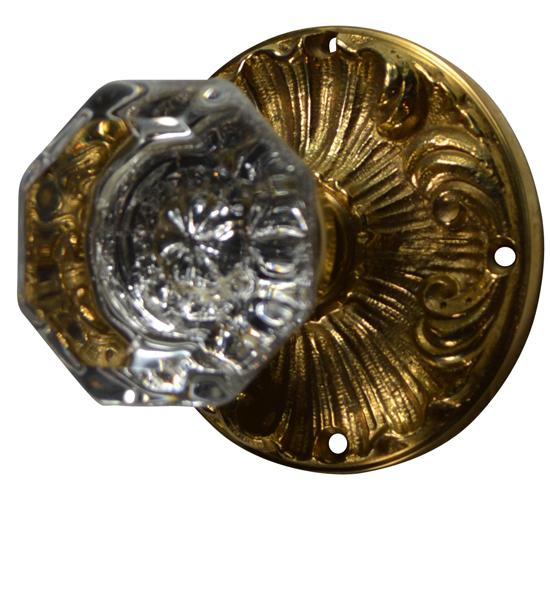 ##Antique Hardware## Romanesque Octagon Glass Door Knob