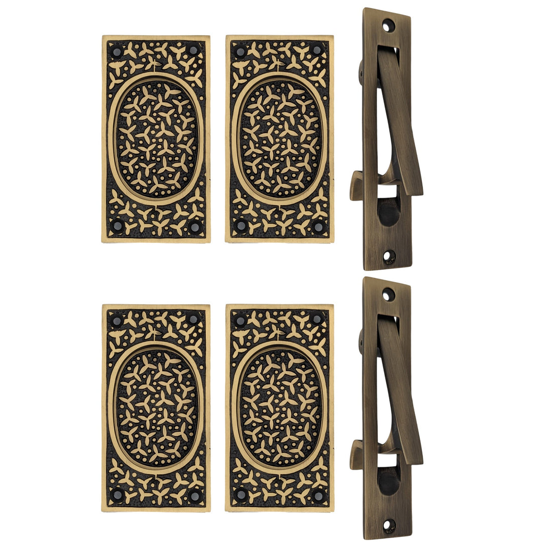 Rice Pattern Pocket Door Set (Several Finishes Available)