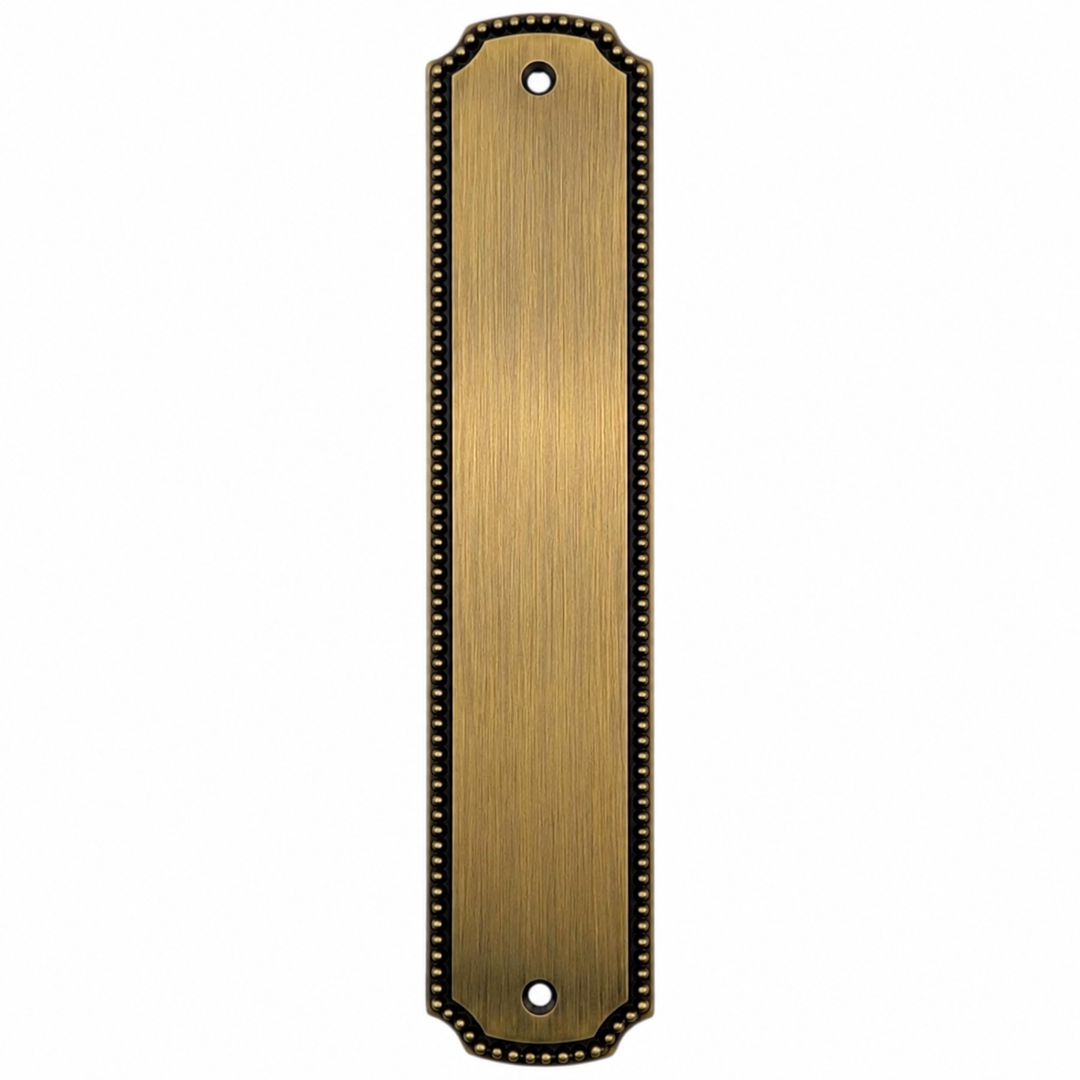 11 1/2 Inch Solid Brass Beaded Push Plate (Several Finishes Available)