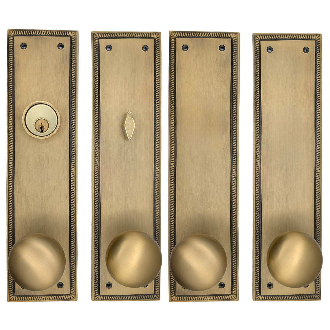 Georgian Roped Rectangular Double Door Deadbolt Entryway Set