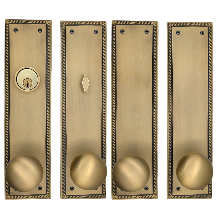 Georgian Roped Rectangular Double Door Deadbolt Entryway Set